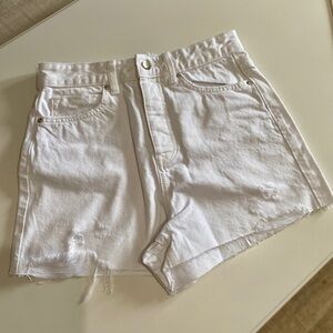 Zara Crisp White Denim Shorts